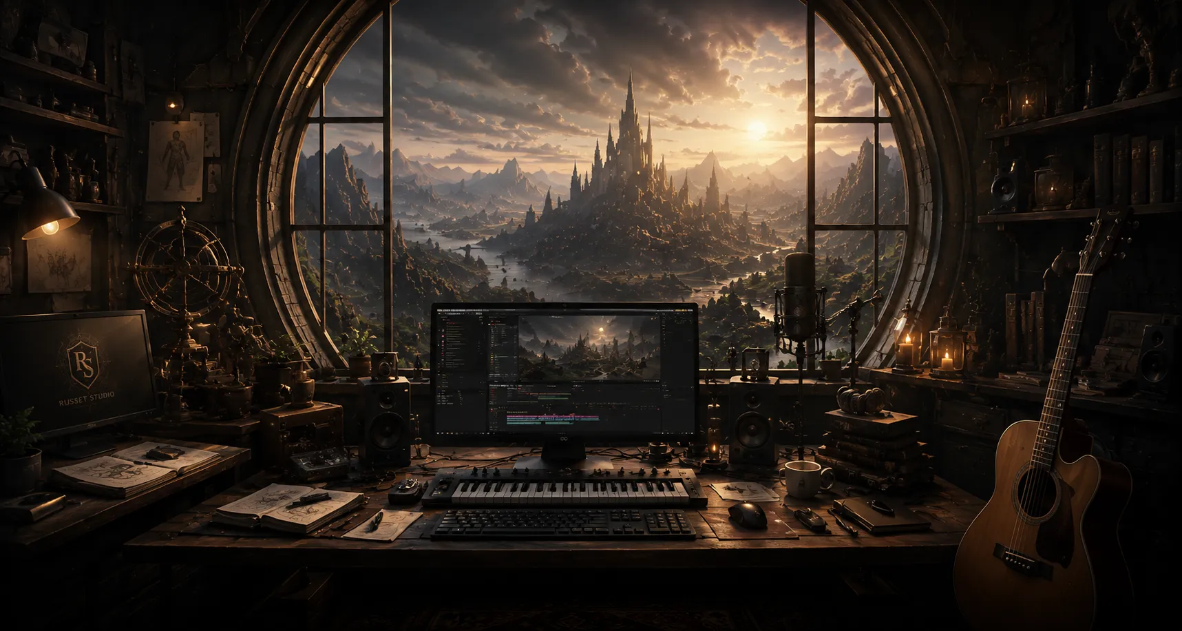Russet Studio — a creator's workshop bathed in candlelight